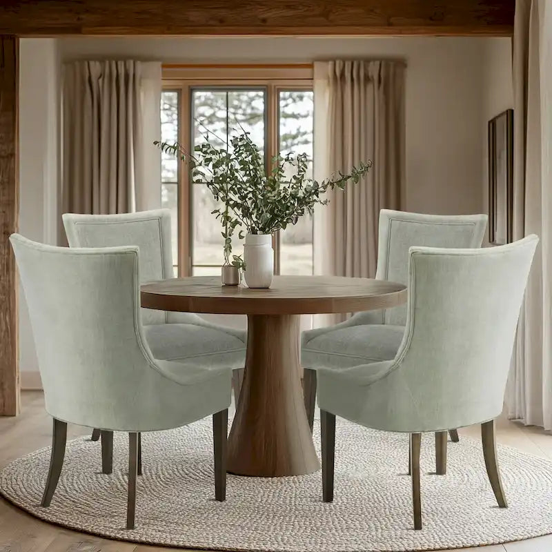 Ultra Upholstered Dining Side Chairs With Wood Legs