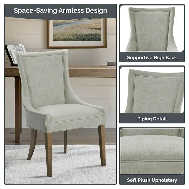 Ultra Upholstered Dining Side Chairs With Wood Legs