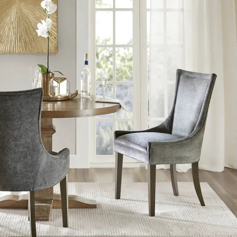 Ultra Upholstered Dining Side Chairs With Wood Legs