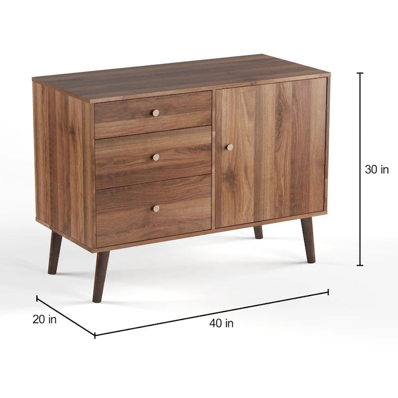 Horsens 3-Drawer Mid-Century Modern Buffet/Sideboard