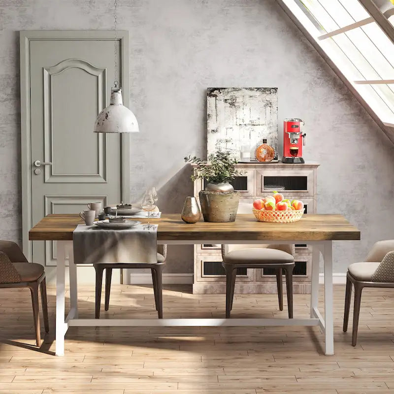 Dining Table for 8 People, 70.87-inch Rectangular Wood Kitchen Table