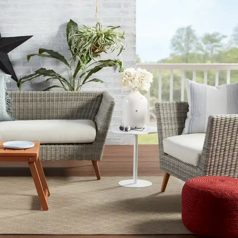 Round Indoor/Outdoor Polyester Pouf Ottoman/Foot Stool - 18X18X12