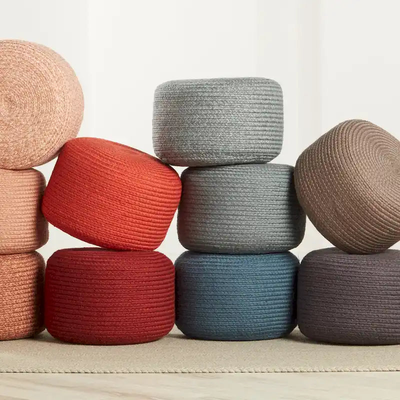 Round Indoor/Outdoor Polyester Pouf Ottoman/Foot Stool - 18X18X12