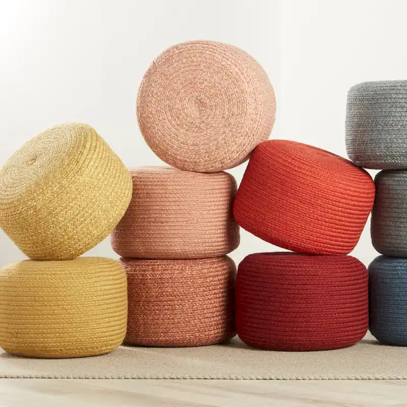 Round Indoor/Outdoor Polyester Pouf Ottoman/Foot Stool - 18X18X12
