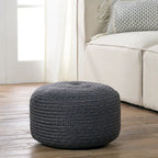 Runder Hocker/Fußhocker für den Innen- und Außenbereich aus Polyester – 45x45x30 cm