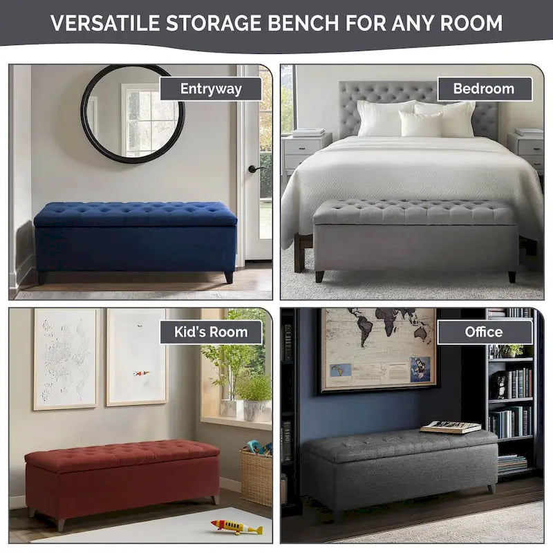Tufted Top Upholstered Storage Bench