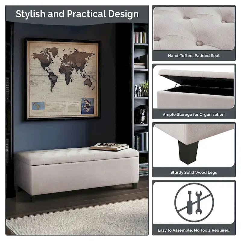 Tufted Top Upholstered Storage Bench