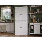 Vorratskammer-Schrank aus 100 % Massivholz mit Türen aus Milchglas, Klarglas oder Massivholz und verstellbaren Einlegeböden