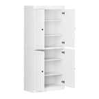 Vorratskammer-Schrank aus 100 % Massivholz mit Türen aus Milchglas, Klarglas oder Massivholz und verstellbaren Einlegeböden