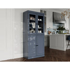 Vorratskammer-Schrank aus 100 % Massivholz mit Türen aus Milchglas, Klarglas oder Massivholz und verstellbaren Einlegeböden
