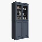 Vorratskammer-Schrank aus 100 % Massivholz mit Türen aus Milchglas, Klarglas oder Massivholz und verstellbaren Einlegeböden