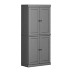 Vorratskammer-Schrank aus 100 % Massivholz mit Türen aus Milchglas, Klarglas oder Massivholz und verstellbaren Einlegeböden