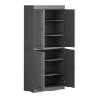 Vorratskammer-Schrank aus 100 % Massivholz mit Türen aus Milchglas, Klarglas oder Massivholz und verstellbaren Einlegeböden