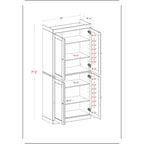Vorratskammer-Schrank aus 100 % Massivholz mit Türen aus Milchglas, Klarglas oder Massivholz und verstellbaren Einlegeböden