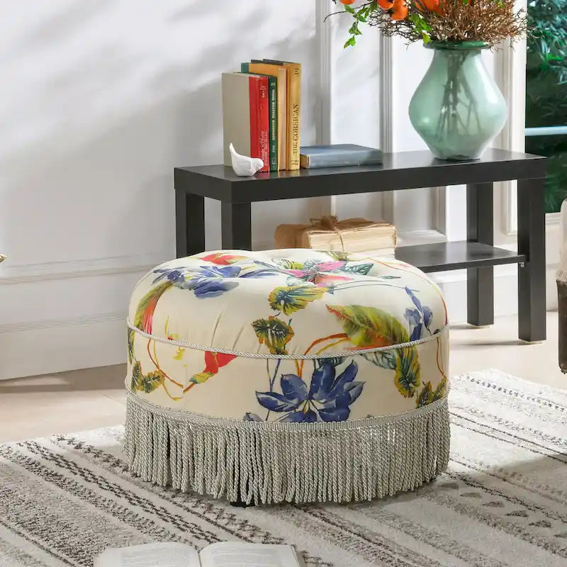 24 Upholstered Round Accent Ottoman