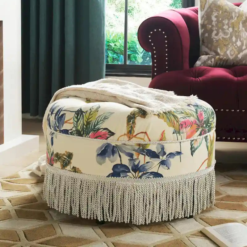 24 Upholstered Round Accent Ottoman