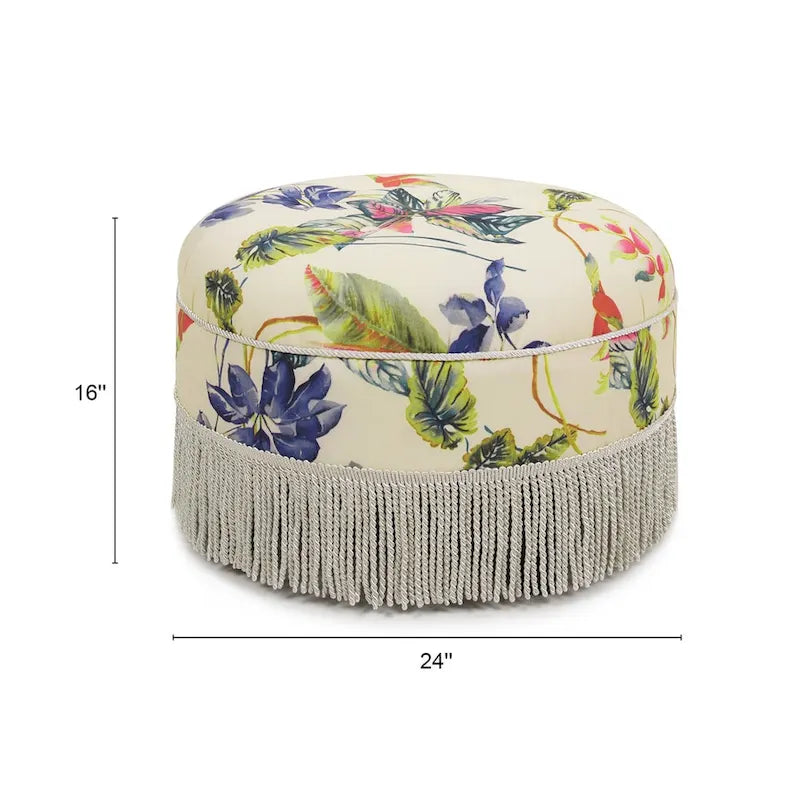 24 Upholstered Round Accent Ottoman