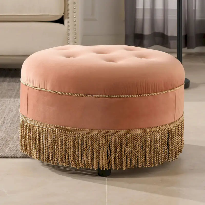 24 Upholstered Round Accent Ottoman