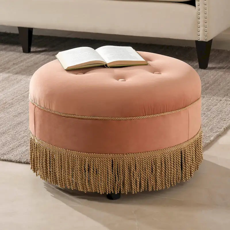 24 Upholstered Round Accent Ottoman