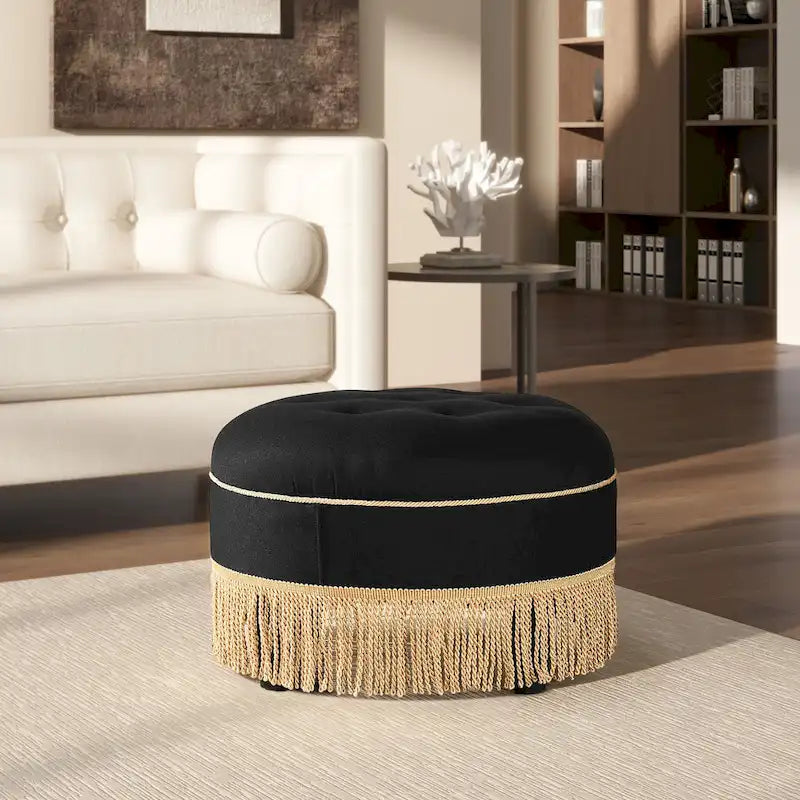 24 Upholstered Round Accent Ottoman