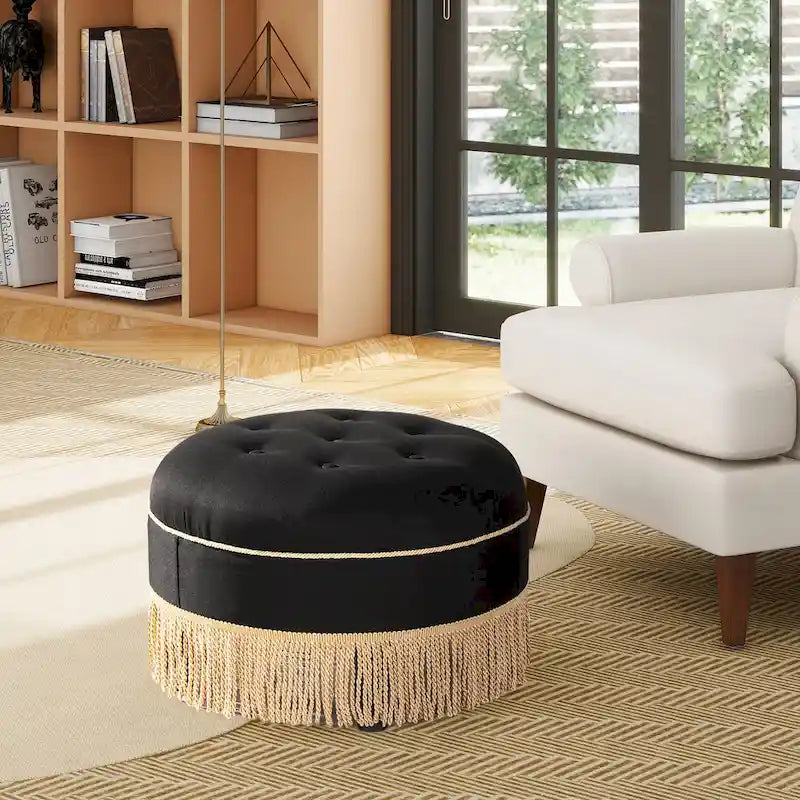 24 Upholstered Round Accent Ottoman