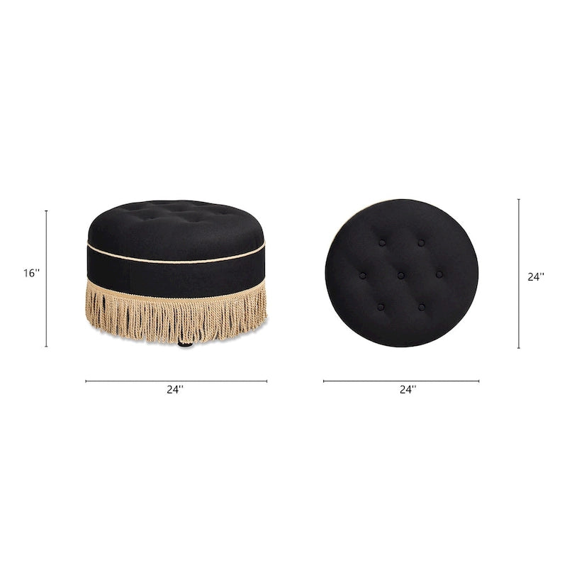 24 Upholstered Round Accent Ottoman