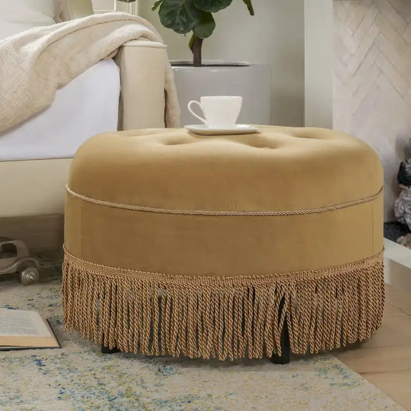 24 Upholstered Round Accent Ottoman