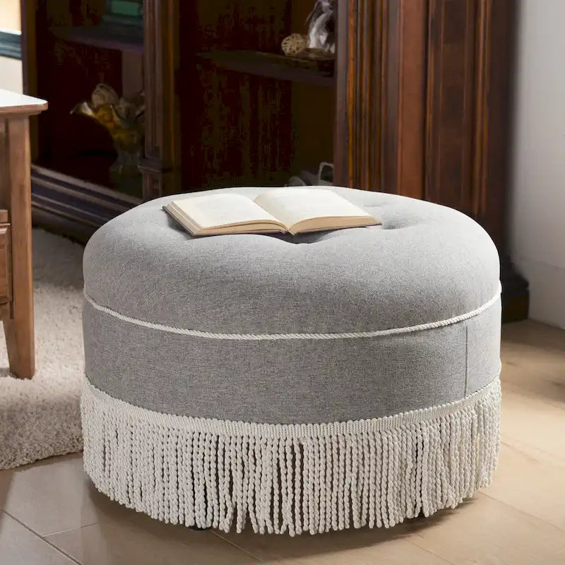 24 Upholstered Round Accent Ottoman