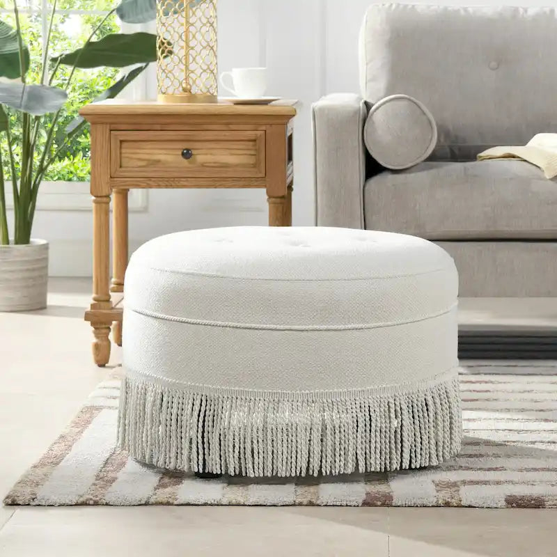 24 Upholstered Round Accent Ottoman