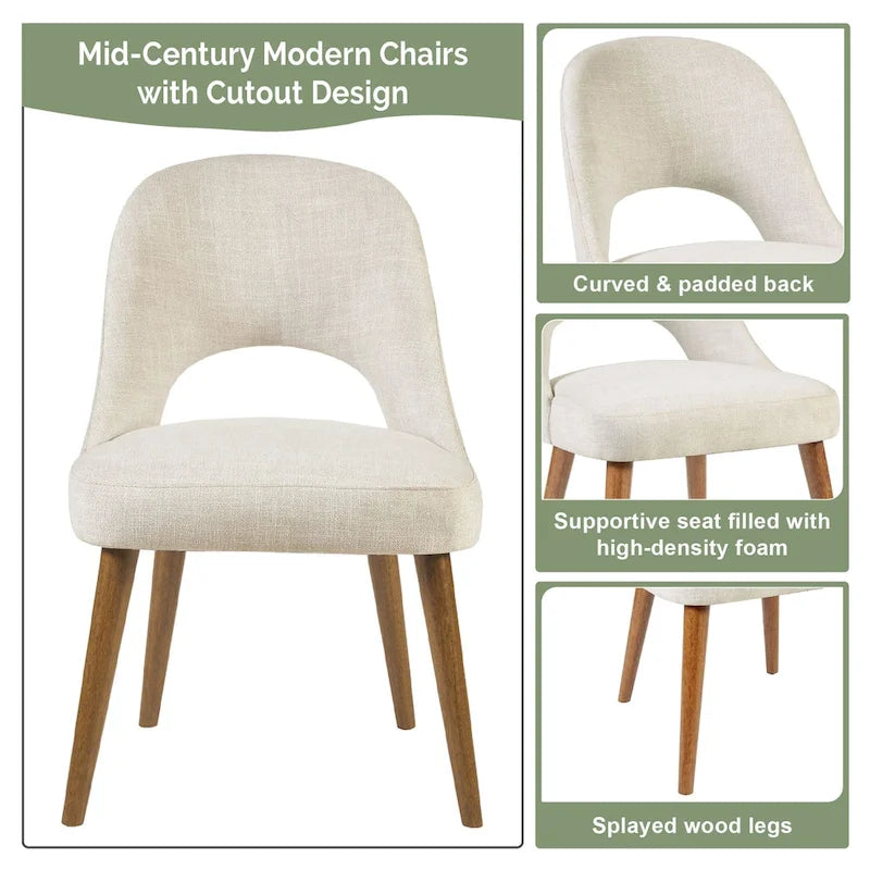 Upholstered Dining Side Chairs with Cutout Back design