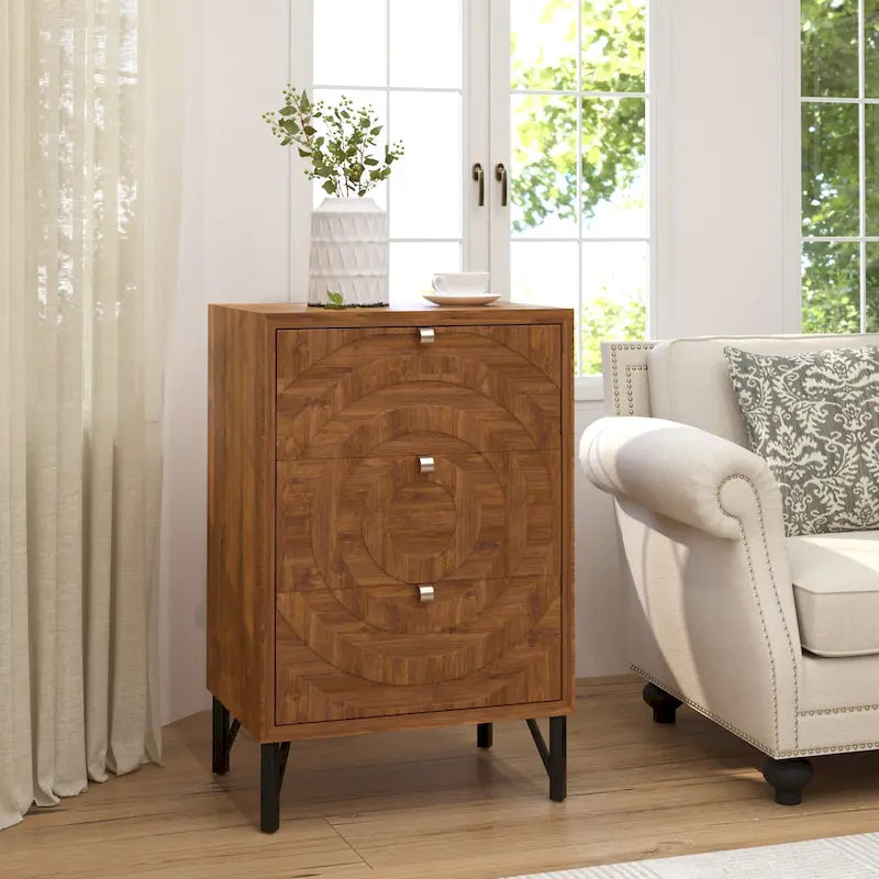 Solid Wood Brown Nightstands w Drawers