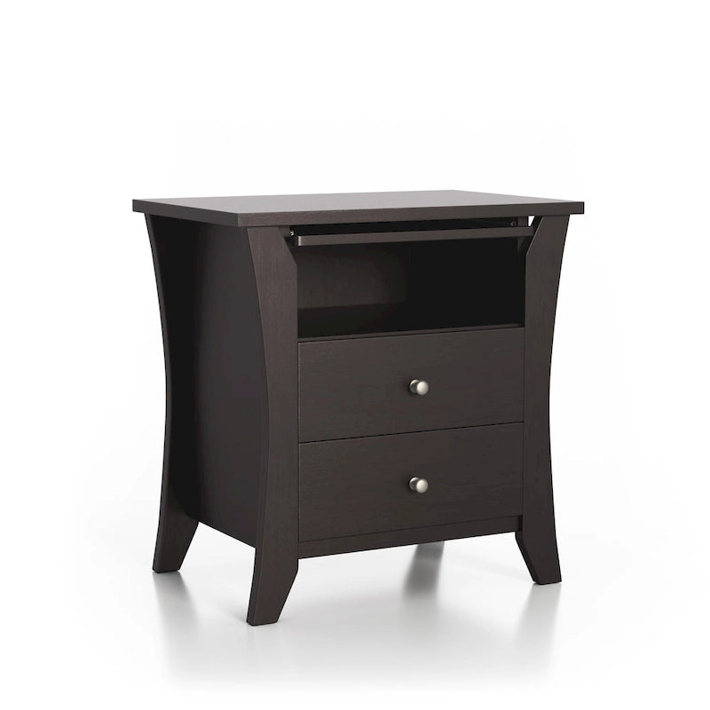 Transitional Wood 2-Drawer Nightstand with Shelf