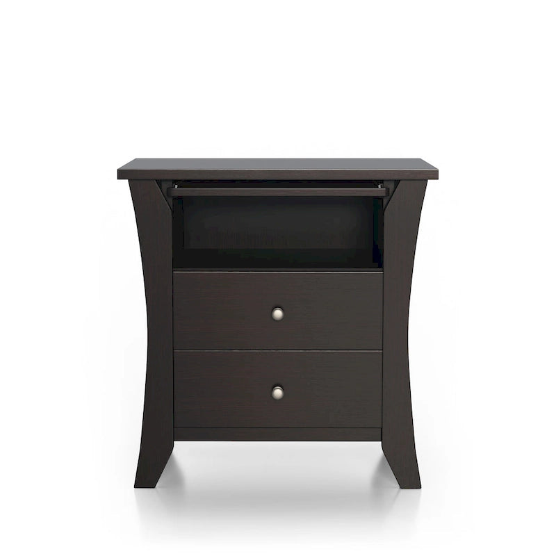 Transitional Wood 2-Drawer Nightstand with Shelf
