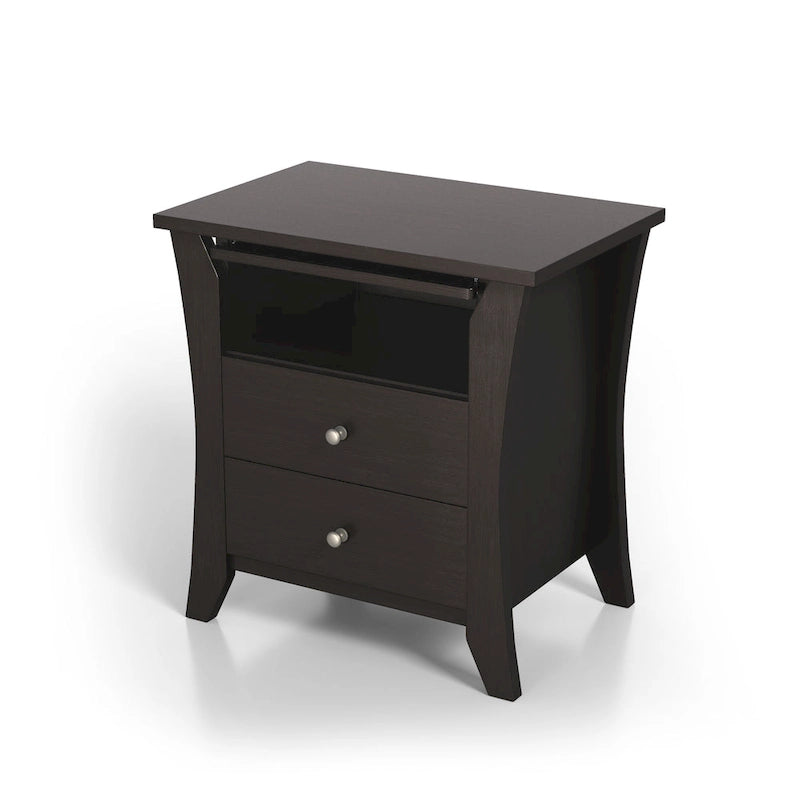 Transitional Wood 2-Drawer Nightstand with Shelf