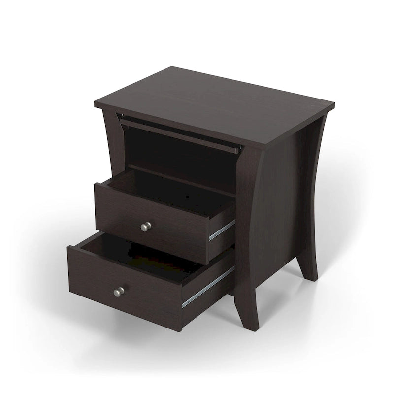 Transitional Wood 2-Drawer Nightstand with Shelf