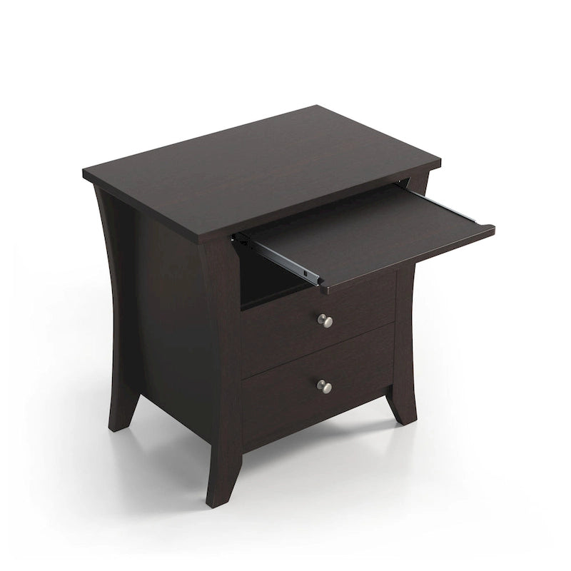 Transitional Wood 2-Drawer Nightstand with Shelf