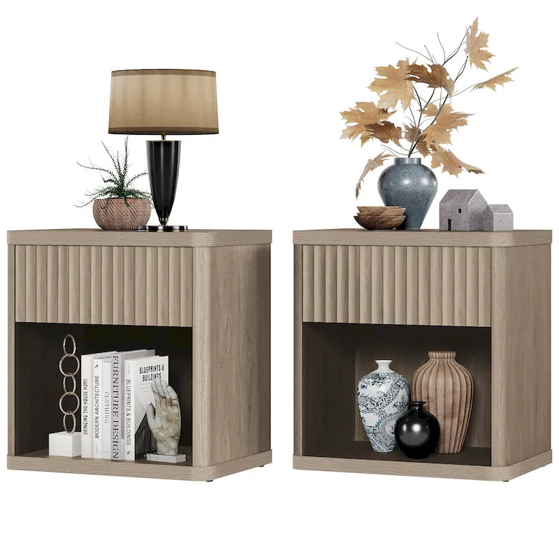 Nightstand with 1 Drawer and Open Storage