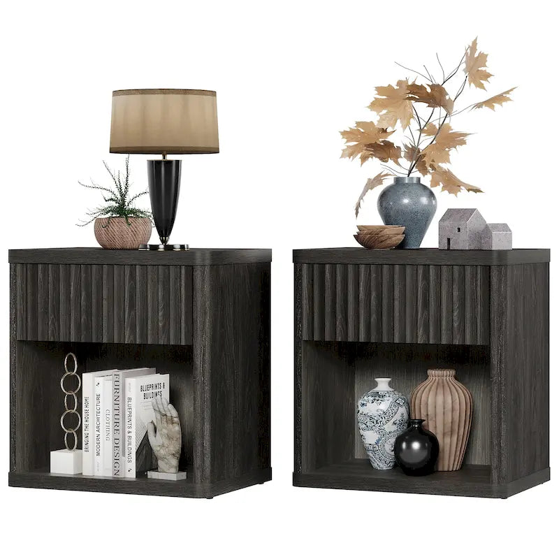 Nightstand with 1 Drawer and Open Storage