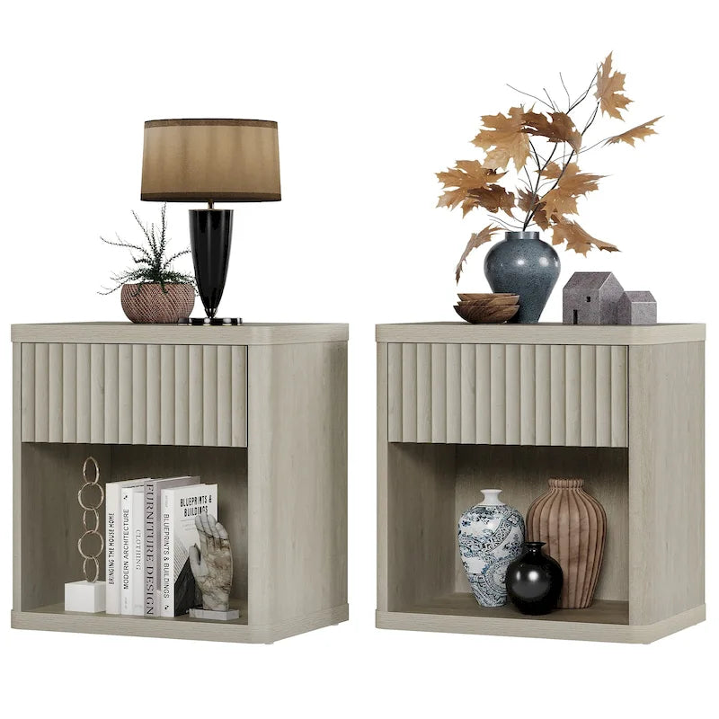Nightstand with 1 Drawer and Open Storage