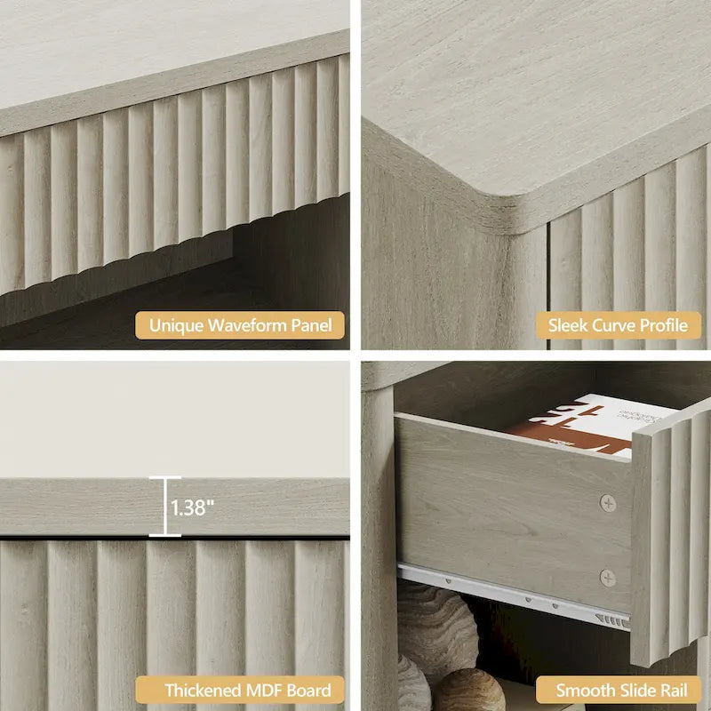 Nightstand with 1 Drawer and Open Storage