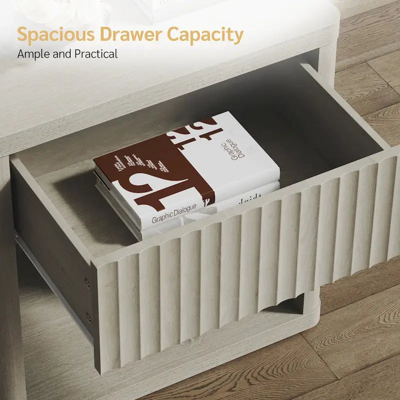 Nightstand with 1 Drawer and Open Storage
