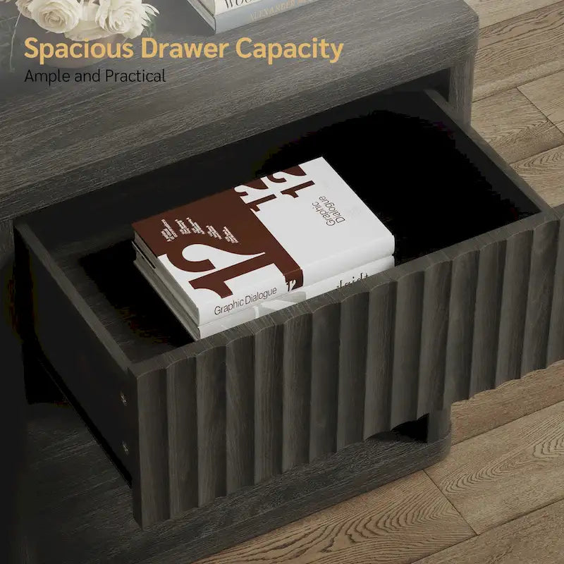 Nightstand with 1 Drawer and Open Storage