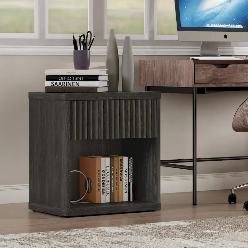 Nightstand with 1 Drawer and Open Storage