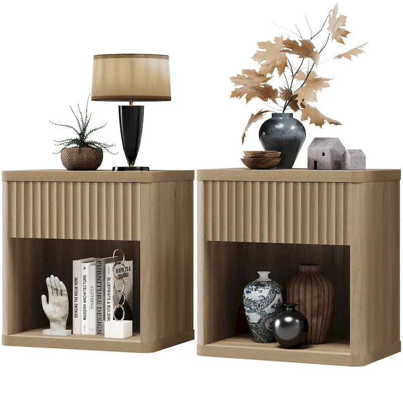 Nightstand with 1 Drawer and Open Storage