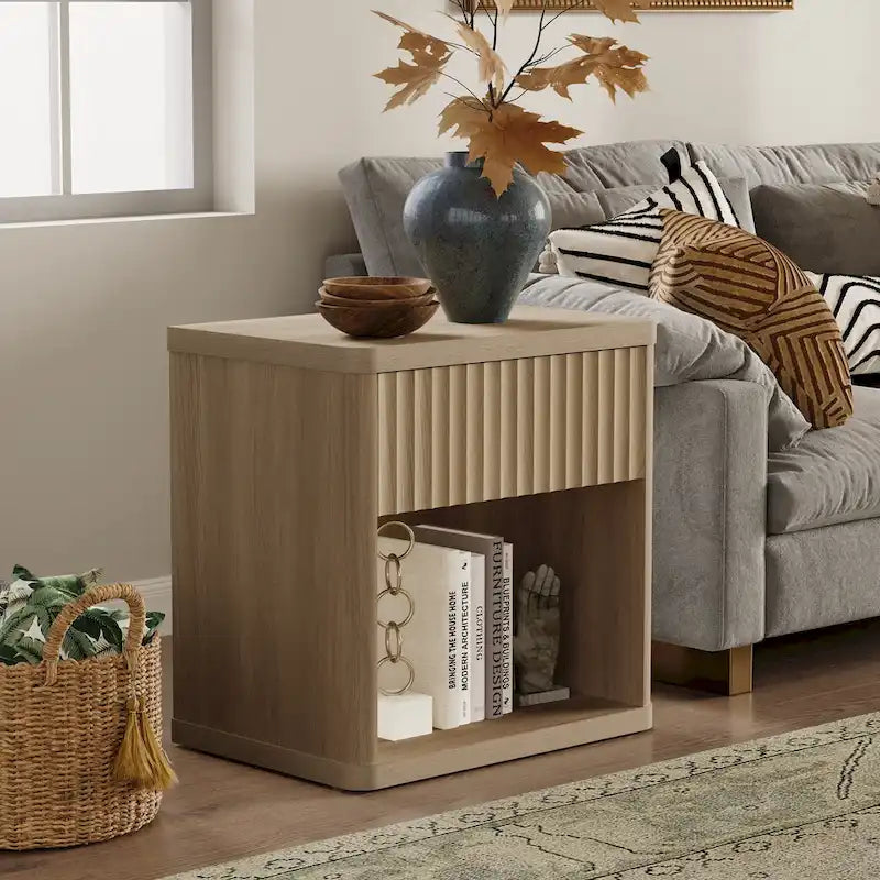 Nightstand with 1 Drawer and Open Storage