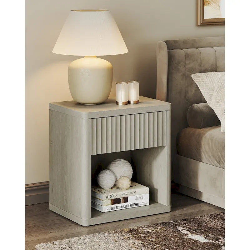 Nightstand with 1 Drawer and Open Storage