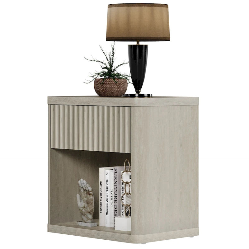Nightstand with 1 Drawer and Open Storage
