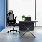 Ergonomischer Bürostuhl mit Netzrückenlehne, hoher Rückenlehne und 360°-Drehfunktion für Führungskräfte