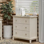 COZAYH Farmhouse Fully-Assembled Nightstand with 2-Drawer, Flower Motif End Table for Small Spaces, French Country