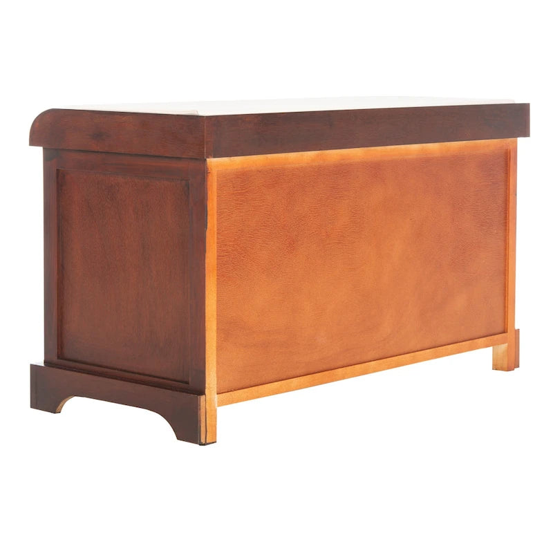 Brown Woven Storage Basket Bench - 33.5 x 16.1 x 19.9 - 34Wx16Dx20H